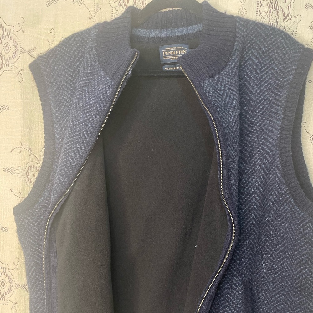 Pendleton: Dark Blue Wool Vest - image 3